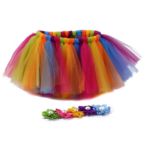 Newborn Baby Rainbow Tutu and Headband Photo Prop - Picture 5 of 8